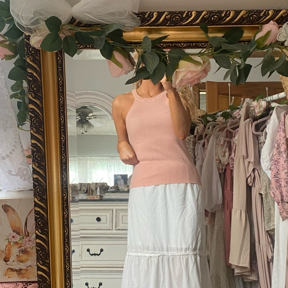 Peachy Pink Knit Tank Top